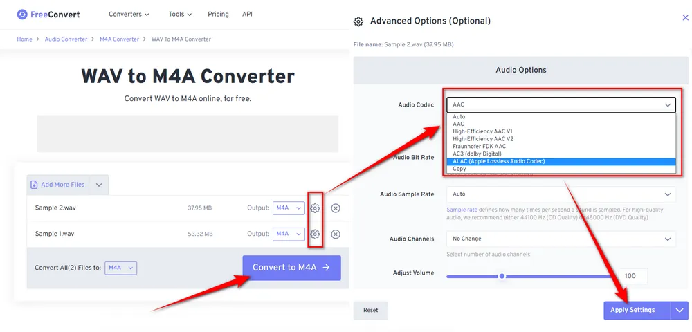 Convert WAV to M4A Online Free