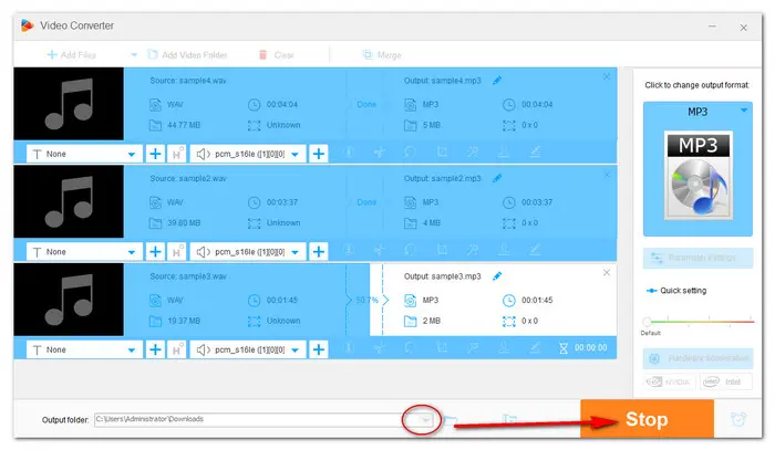 Start Windows 10 WAV to MP3 Conversion