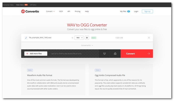 Convert WAV to Ogg Online