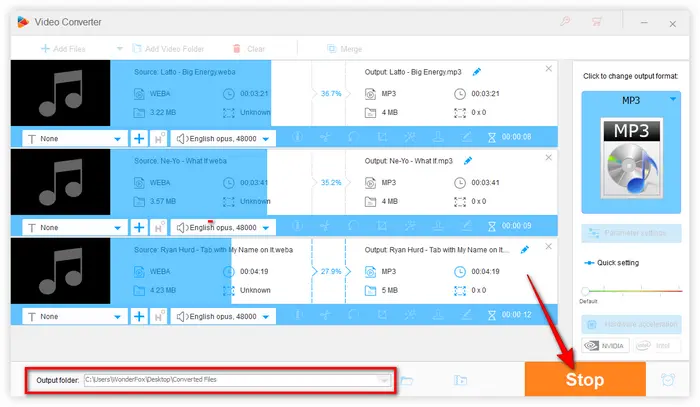 Convert WEBA to MP3 in Batches