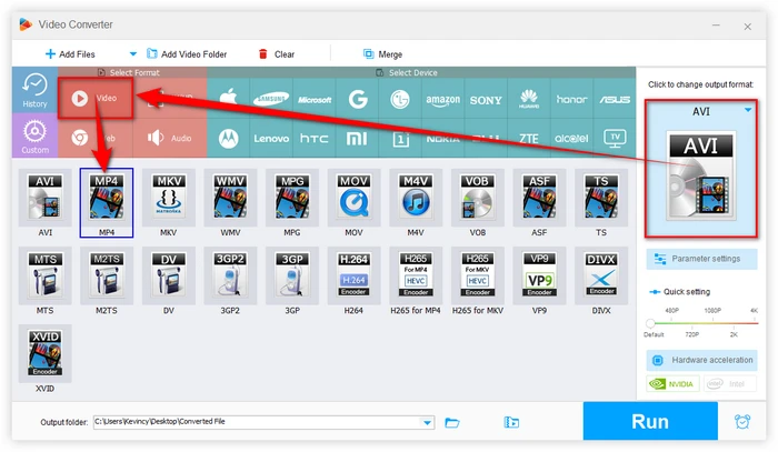 Select MP4 as the Output Format