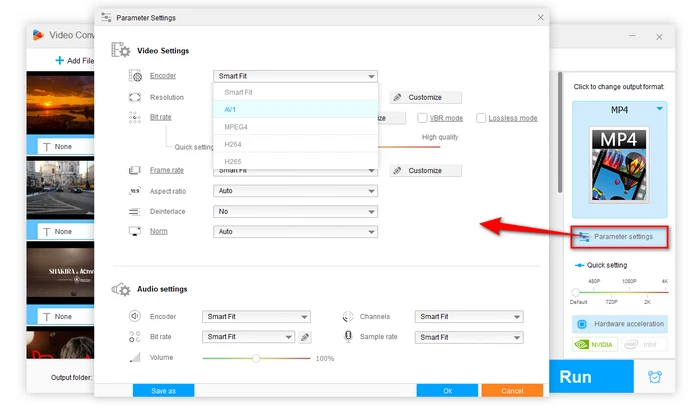 Configuration before Converting from WebM to MP4 Free