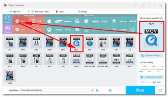 Select MOV as Output Format