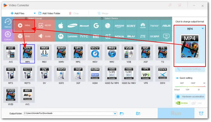 Set MP4 as the Output Format