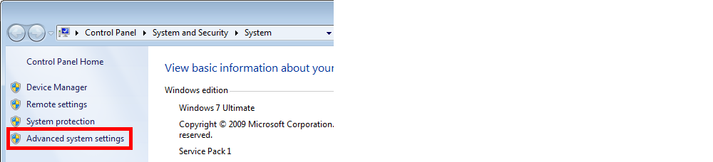 Open Advanced System Settings