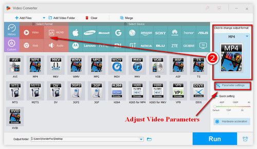 Choose MP4 under the Video Tab