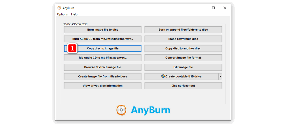 Copy disc to ISO image 