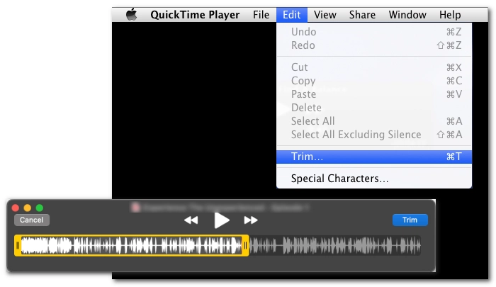 Cut MP3 with QuickTime Player