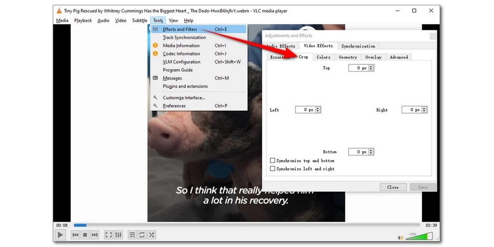 Adjust Crop Settings