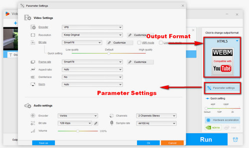 Choose Output Format and Adjust Video Parameters