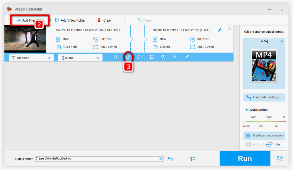 Import the video and open Cutter 