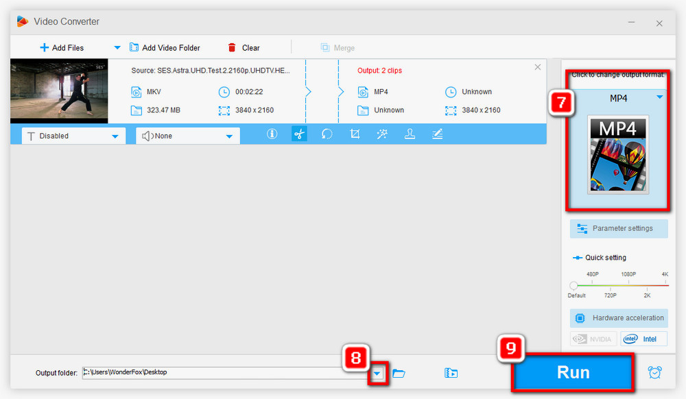 Export the cutted video 