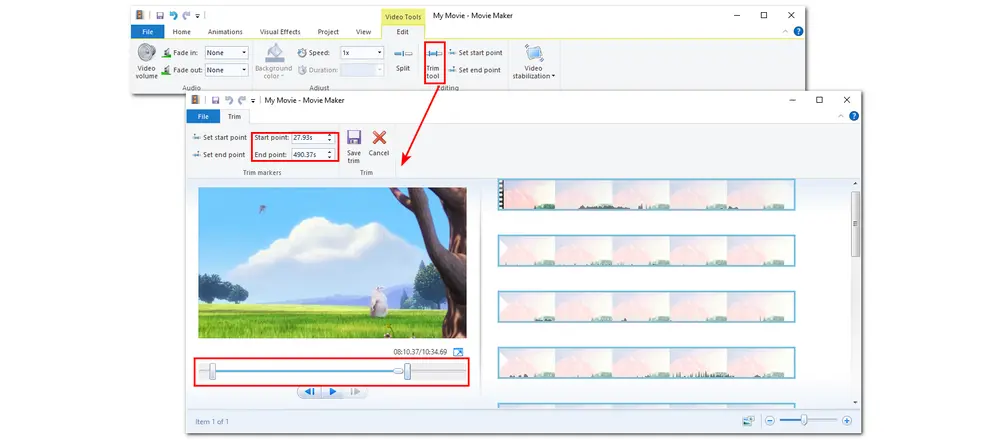 How to Use Trim Tool in Movie Maker