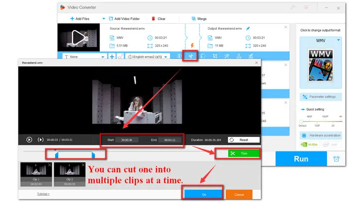 Trim WMV File into Segments