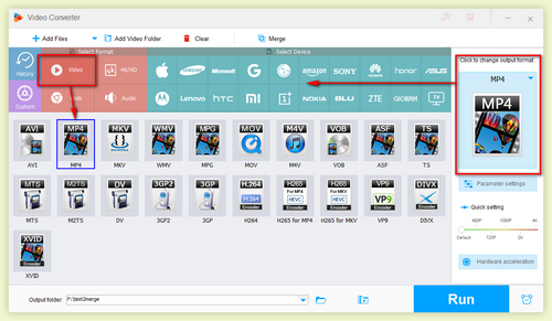 Choose the an output device for your file