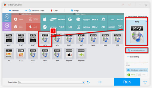 Select MP3 as the Output Format