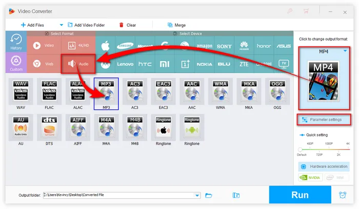 Choose MP3 as Output Format