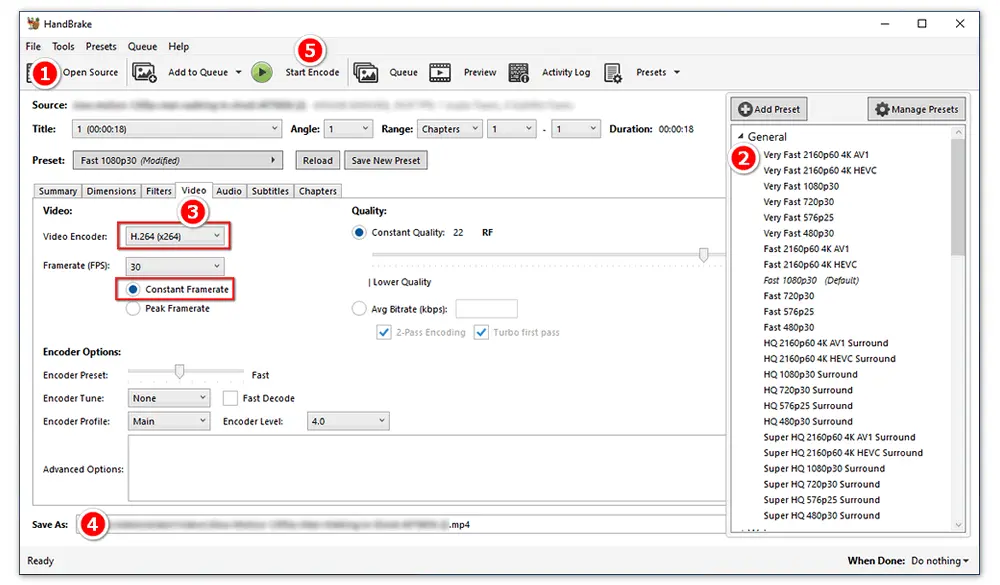 HandBrake Constant Framerate