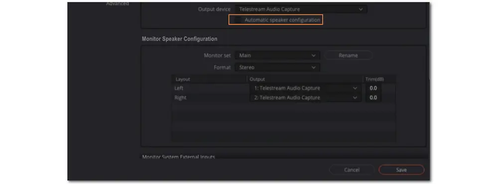 Adjust Monitor Speaker Configuration