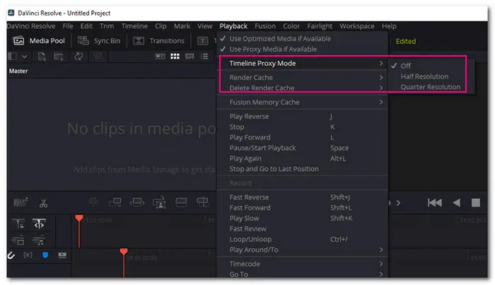 Use Timeline Proxy Mode