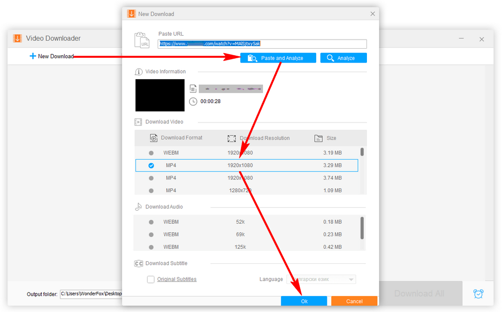 Blob Video Downloader - Analyze URL and Choose Option