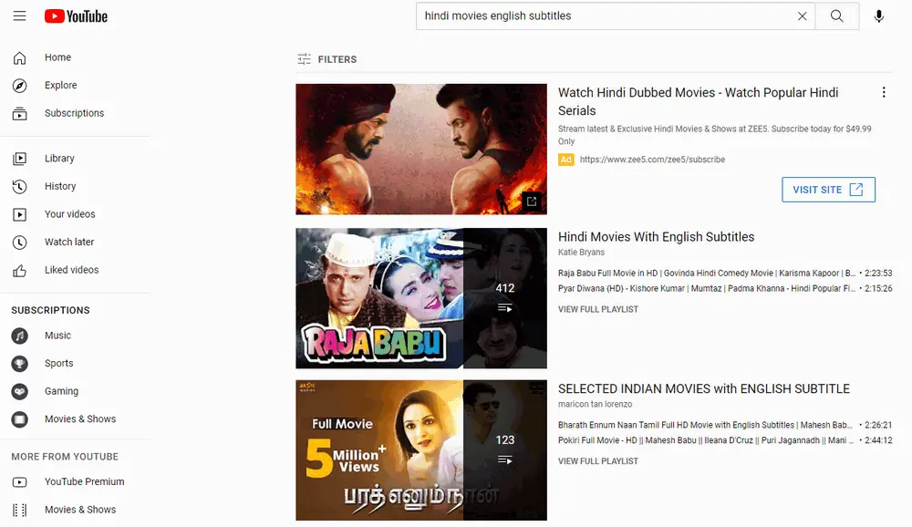 Watch Indian Movies With English Subtitles