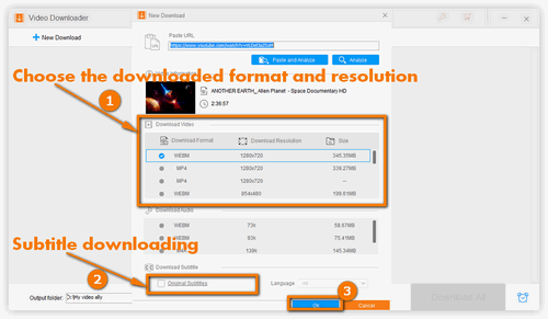 Choose the Downloaded Format and Resolution