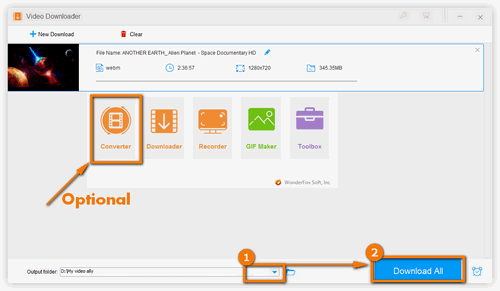 Choose the Output Folder and Begin Downloading