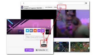 Copy the URL of Twitch Clip
