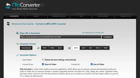 Download any video with Clipcovnerter.cc