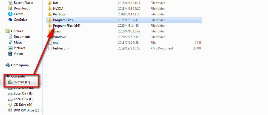 Find the VLC installation folder on your computer 