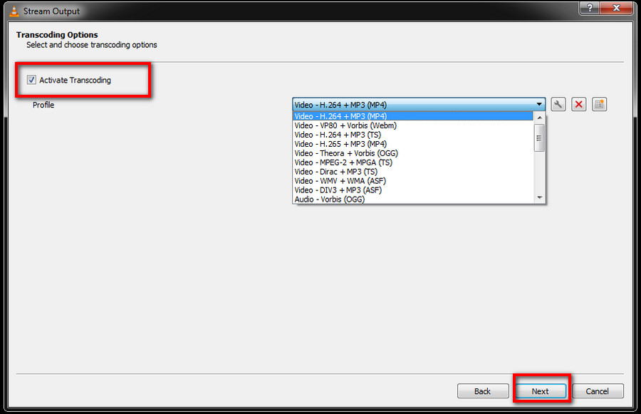 Choose an output format 