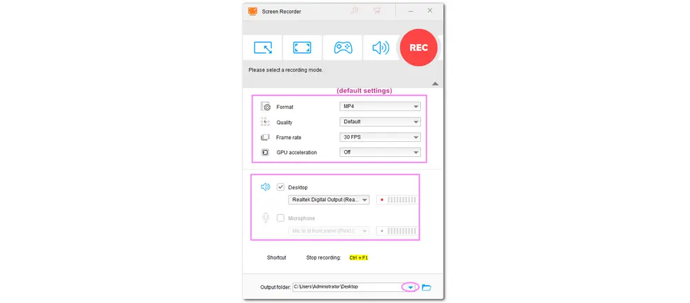 Set Recording Options