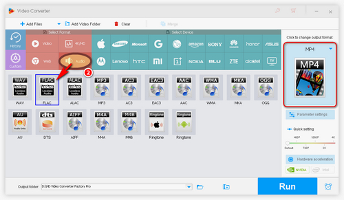 Choose FLAC under Audio Tab