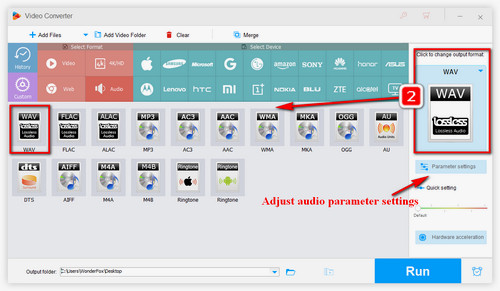 Choose Output Format and Modify Settings