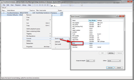 Choose WAV on the Quick Convert Window