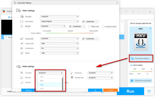 Select AC3 to Convert DTS to AC3