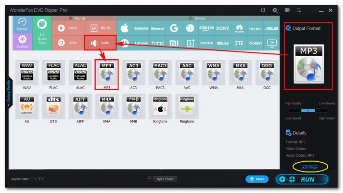 Select Audio Format