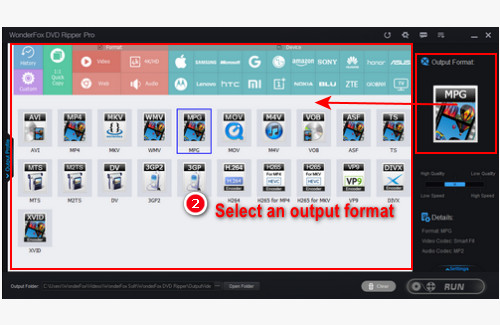 Select One Output Format