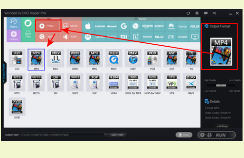 Choose MP4 as Output Format