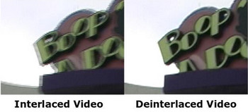 Comparison between interlaced and deinterlaced videos