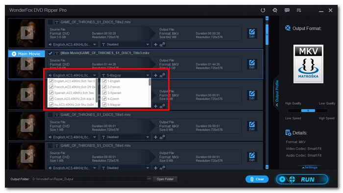 Choose Audio Tracks and Subtitles