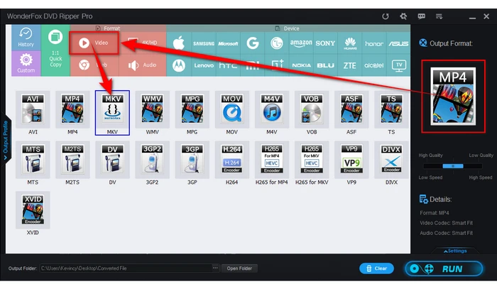 Select Output Format in DVD Regional Killer