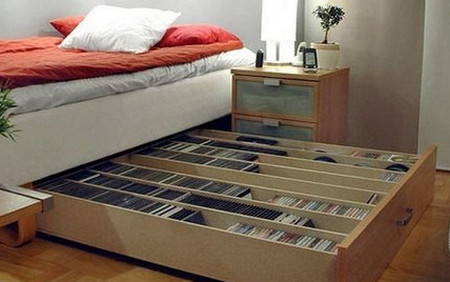 bed underneath dvd storage