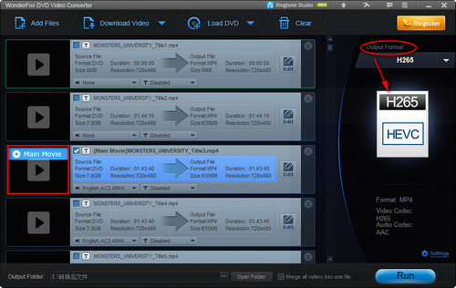 Convert DVD to H265