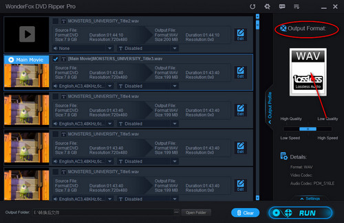 Choose the MOV as the output format