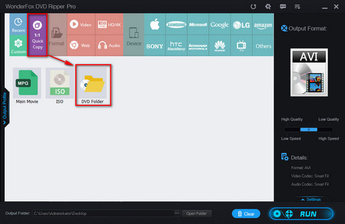 Choose Output Format as “DVD Folder”