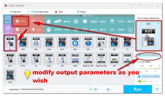 Select AVI as the Output Format