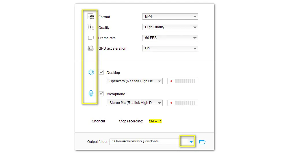 Specify Recording Area to Easy Screen Record