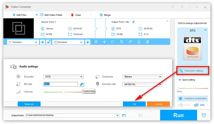 Adjust Output Settings